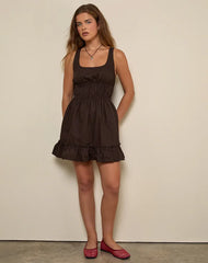 Shoyo Frill Mini Dress in Bitter Chocolate
