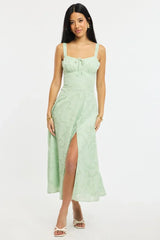 Green Midi Dress Burn Out