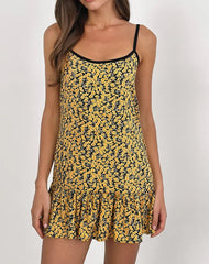 Marige Roundneck Mini Dress in Mini Bloom Yellow