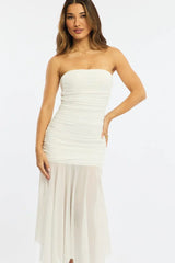 White Strapless Maxi Dress