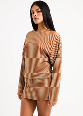 Dara Stripe Off Shoulder Mini Dress