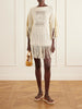 Indra fringed crocheted cotton mini dress