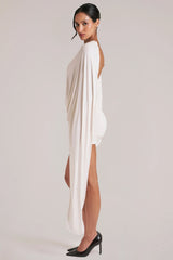 Draped Cape Mini Dress in Vanilla