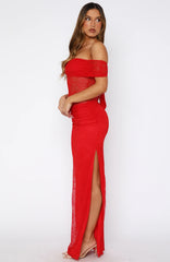 Matcha Baby Off Shoulder Maxi Dress Chilli Red