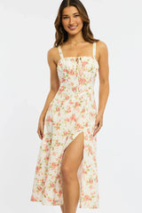 Pink Floral Midi Dress