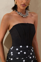 Valerisse | Black And White Polka Dot Bandeau Maxi Dress