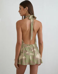 Vaklina Mini Dress in Blurry Camo Khaki