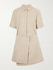 Asymmetric cotton and silk gabardine-blend mini dress