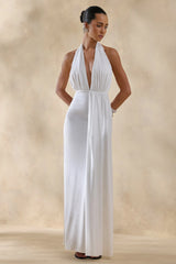 Doria | White Plunge-Neck Maxi Dress