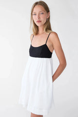 CONTRAST BABYDOLL MIDI DRESS