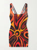 Printed mesh mini dress