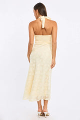Yellow Midi Dress Halter Neck