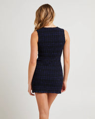 Drew Check Shirred Mini Dress