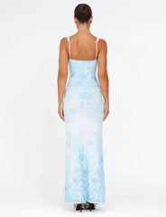 GUILIANNA FRILL MAXI DRESS - BLUE : FLORAL : TAPESTRY