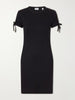 Tie-detailed ribbed stretch-cotton jersey mini dress