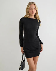 Tomoko Mini Dress in Cupro Black