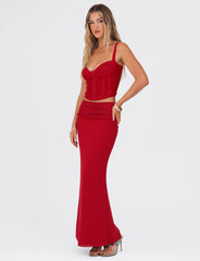 GINNY MAXI SKIRT - RED : CHERRY RED