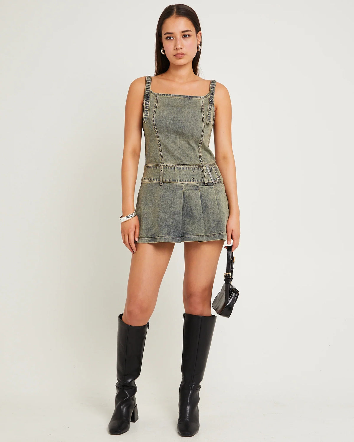 Autry Denim Pleat Mini Dress