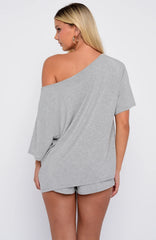 Slow Life Pyjama Shorts Grey Marle