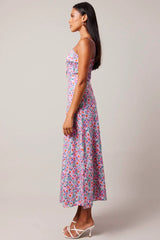 Purple Ditsy Maxi Dress Strappy