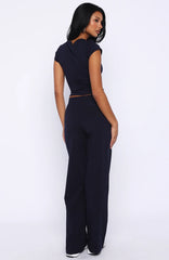 Break The Records Wide Leg Pants Navy