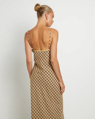 Jenny Plaid Bias Midi Dress in Assorted
