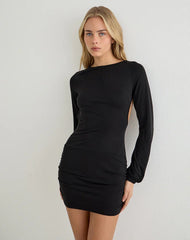 Tomoko Mini Dress in Cupro Black