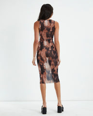 Teena Multi Tie Front Midi Dress Multi
