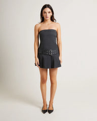 Bad Habits Kilt Mini Dress in Slate