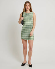 Drew Check Shirred Mini Dress