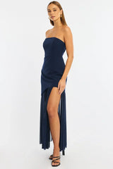 Blue Maxi Dress Strapless
