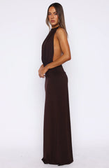 She's Got That Look Halter Neck Maxi Dress Dark Chocolate