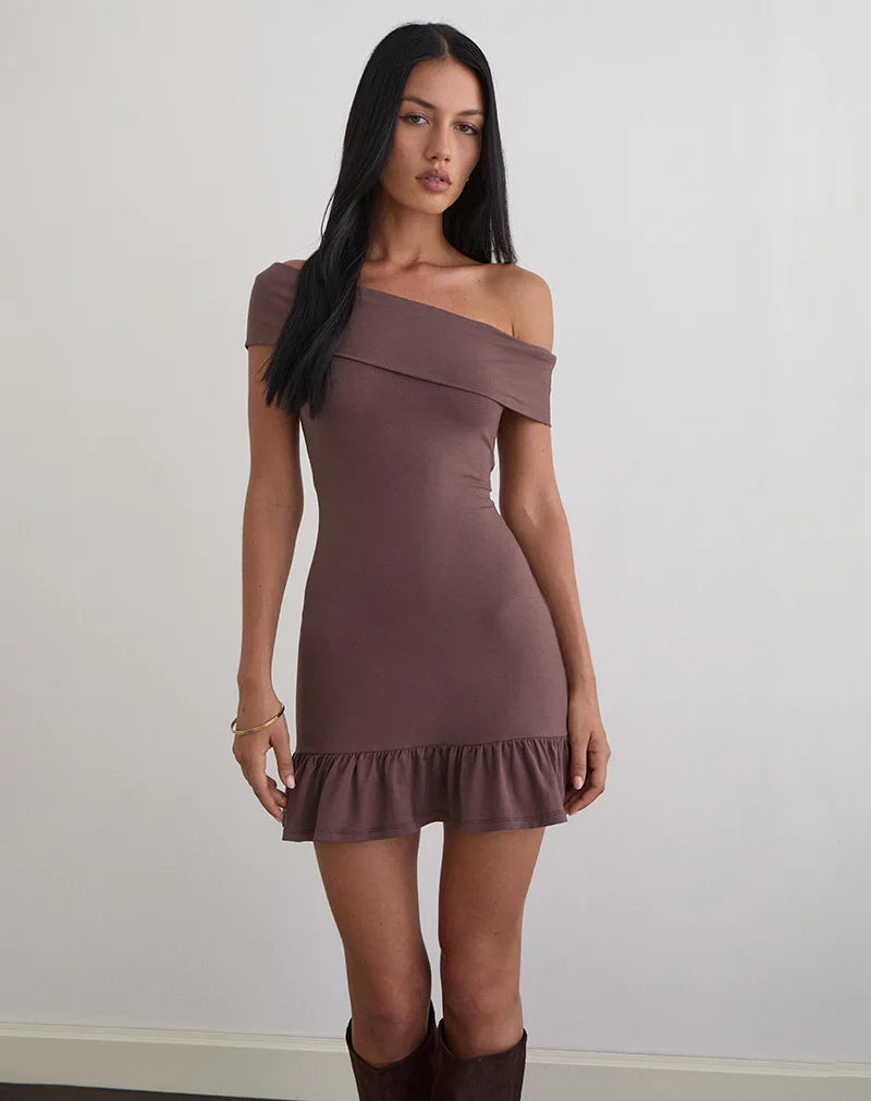 Maufa Mini Dress in Jersey Deep Taupe