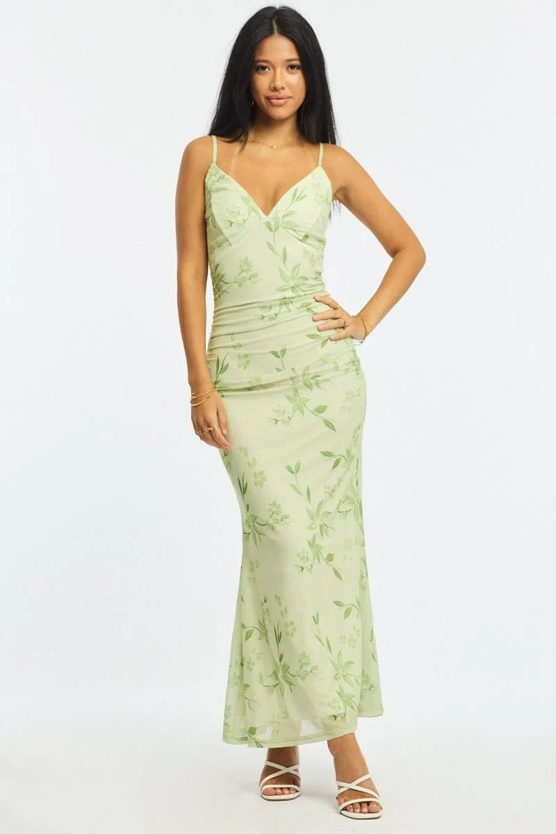 Green Floral Maxi Dress
