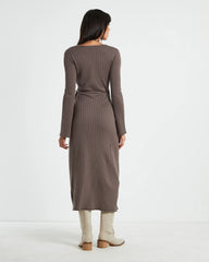 Mara Wrap Knit Midi Dress Mocha