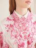 Floral-print embellished linen mini dress