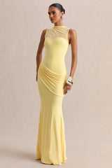 Lyssy | Lemon High-Neck Maxi Dress With Mesh-Detail