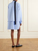 Scarf-detailed striped cotton-blend poplin mini dress