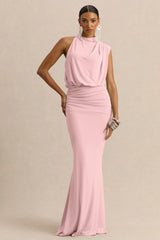 Umaira | Light Pink High-Neck Maxi Dress