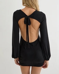 Tomoko Mini Dress in Cupro Black
