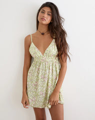 Amibeth Mini Dress in Blooming Lily Green
