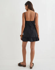 Tavita Mini Dress in Poplin Black