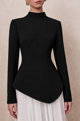 Halma | Black & White High-Neck Maxi Dress With Drop-Waist