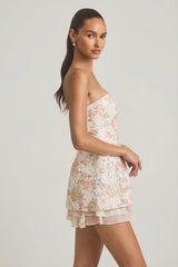 Embellished Strapless Corset Mini Dress in Ivory