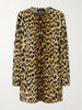 Animal-printed cashmere mini dress