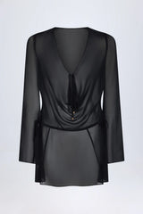 Cowl-Neck Mini Dress in Black