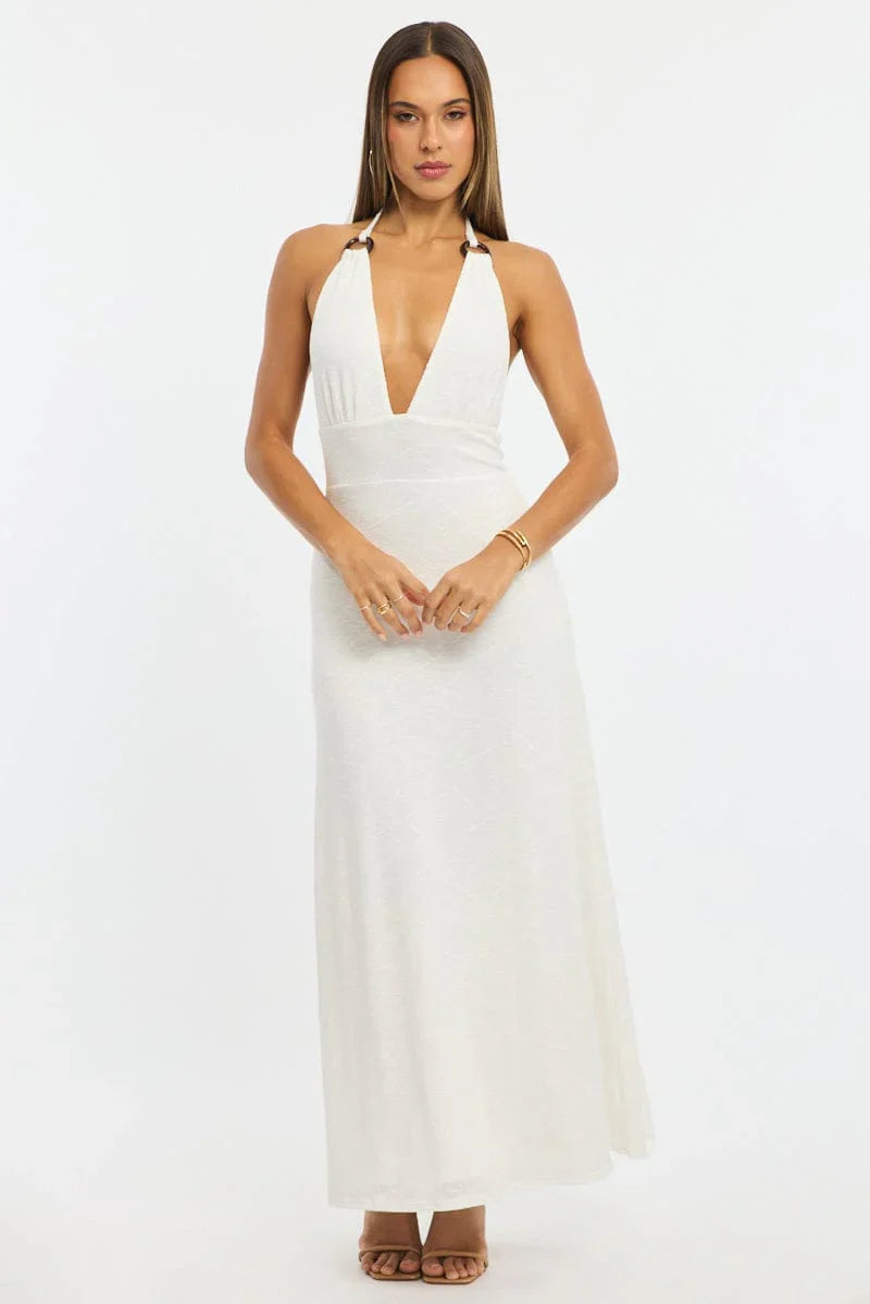 White Maxi Dress Halter Neck