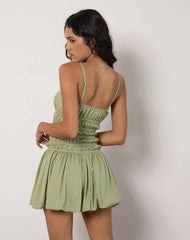 Rasmil Bubble Hem Mini Dress in Sage Green