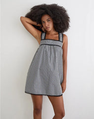 Sandat Smock Mini Dress in Mini Gingham Grey