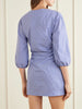 Ezra gathered checked cotton mini dress
